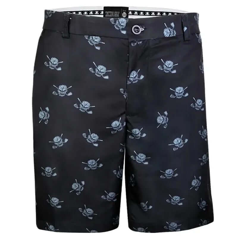 Black shorts with black skulls pattern 