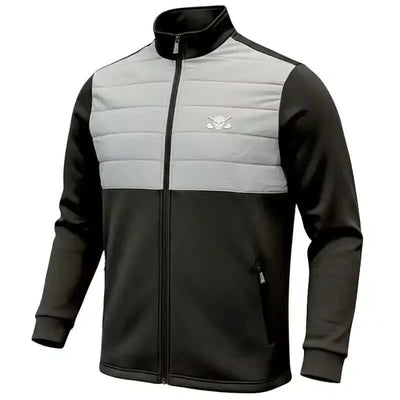 Men's Clubhouse Golf Jacket in Black featuring lightweight design and stylish paneling for optimal performance.
