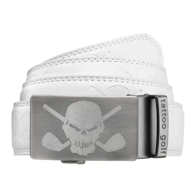 premium leather white ratchet belt