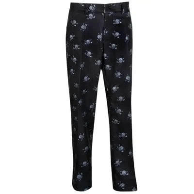 Black pants with skull and crossbones pattern 