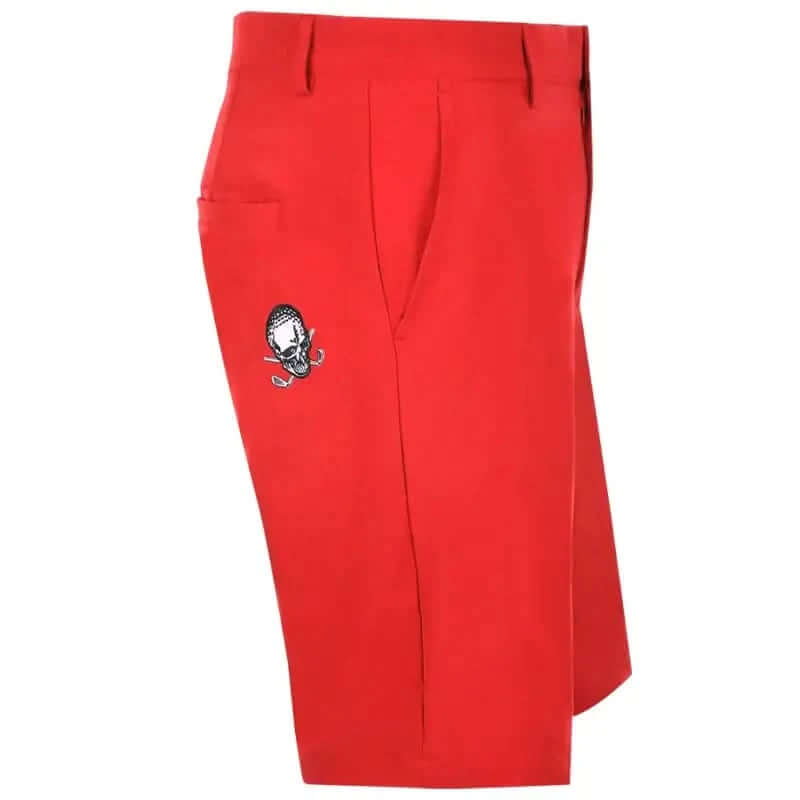 OB ProCool Golf Shorts in red with embroidered logo, perfect for stylish and comfortable golf performance.