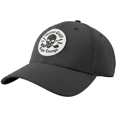 Black golf cap with a cigar lounge logo 