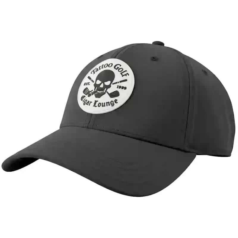 Black golf cap with a cigar lounge logo 