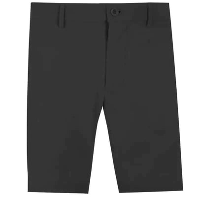 Black golf shorts with embroidered skull design
