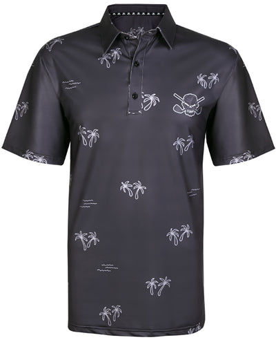 Aloha Cool-Stretch Men's Hawaiian Golf Shirt (Charcoal)