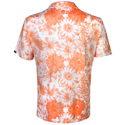 Aloha Cool-Stretch Men's Hawaiian Golf Shirt (Orange/White)