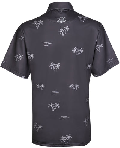 Aloha Cool-Stretch Men's Hawaiian Golf Shirt (Charcoal)