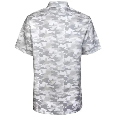 Back view of the Camo Cool-Stretch Golf Shirt in white camouflage pattern, designed for modern performance.