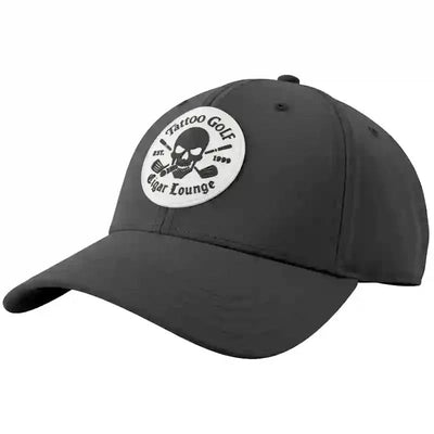 Black golf cap with a cigar lounge logo 