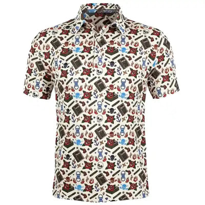 polo shirt with a detailed cigar flash pattern