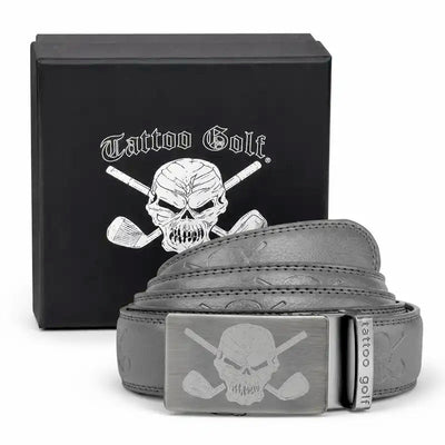 Cool gray ratchet golf belt for men by Tattoo Golf 