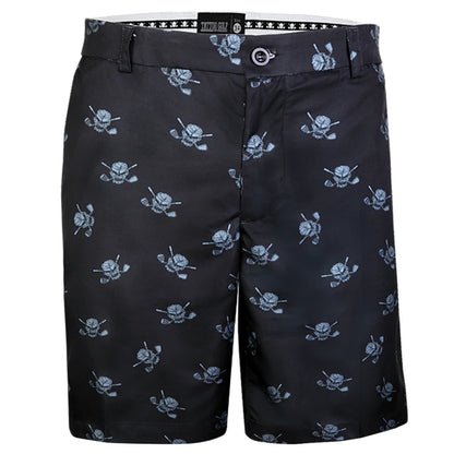 Black shorts with black skulls pattern 