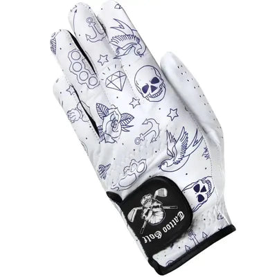 White glove with black tattoo-style designs