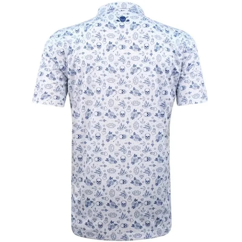 white tattoo flash golf top