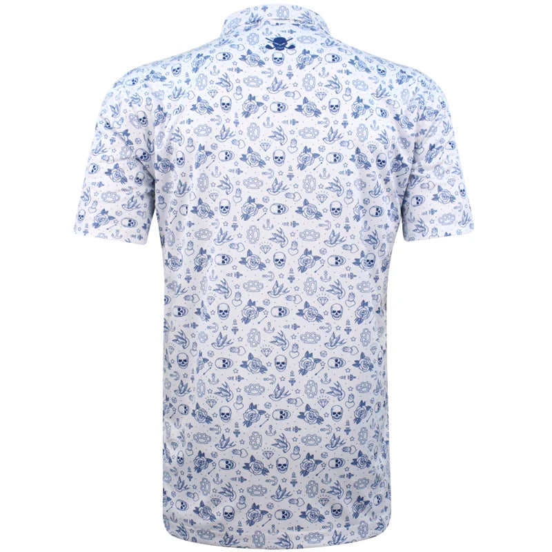 white tattoo flash golf top
