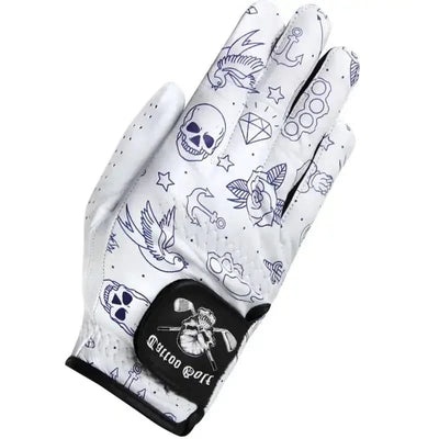 White glove with black tattoo-like designs