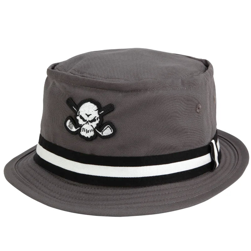 Premium Bucket Golf Hat w/ Skull (Charcoal)