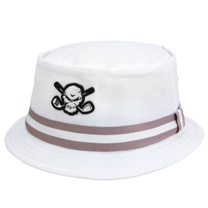 Premium Bucket Golf Hat w/ Skull (White)