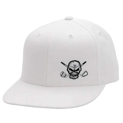 white flat brim golf hat 