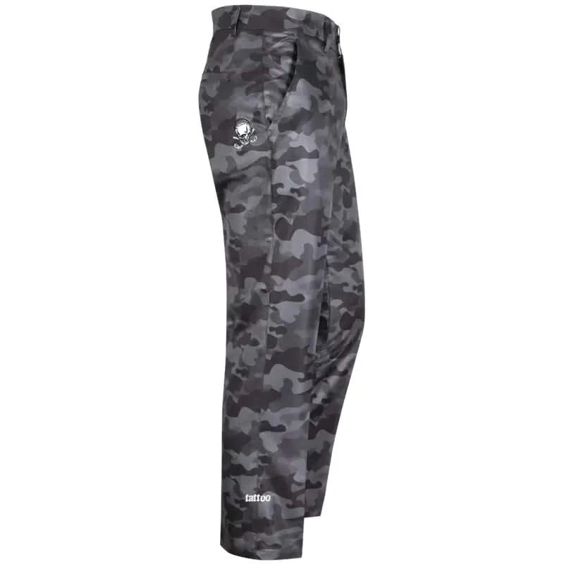 Tattoo Golf Camo ProCool men's golf pants in Camo Black, full-length side view of the camouflage pattern.