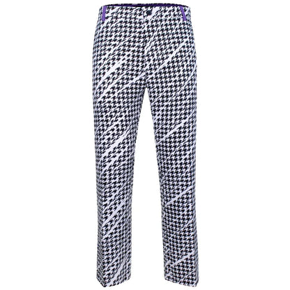 Purple & black Houndstooth patterned golf pants 