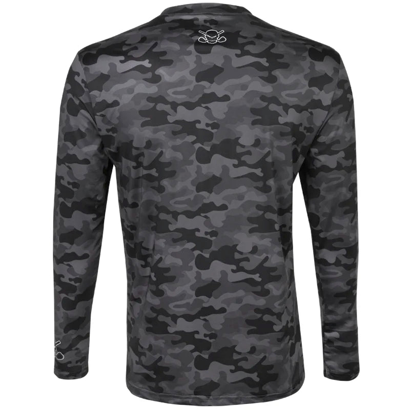 golf undershirt black camo skull back