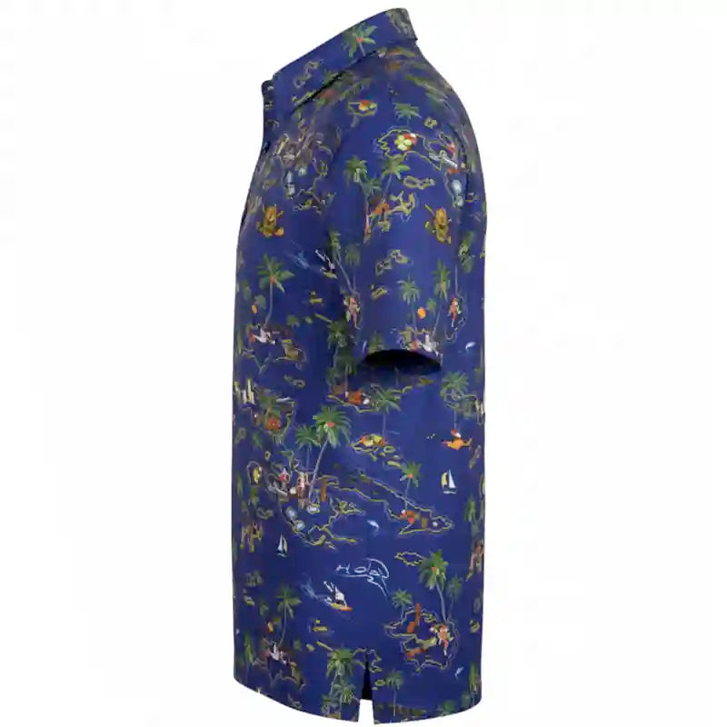 Vintage Hawaiian Men's Golf Shirt (Ocean Blue)