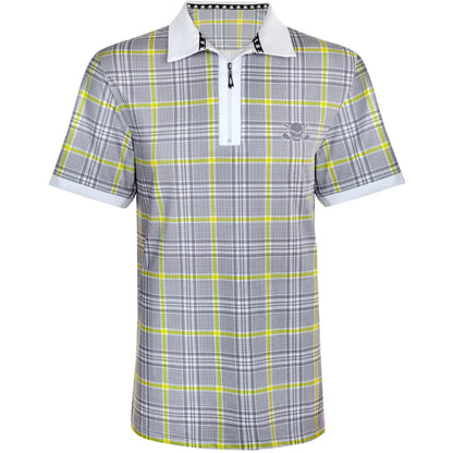 HT Plaid Cool-Stretch Men's Golf Shirt (Yellow/Grey) - Price Slashed!