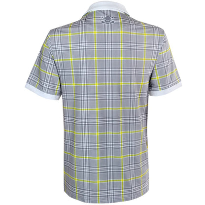 HT Plaid Cool-Stretch Men's Golf Shirt (Yellow/Grey) - Price Slashed!
