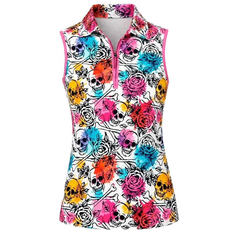 Skull & Roses Couples Matching Golf Shirts (Multicolor)