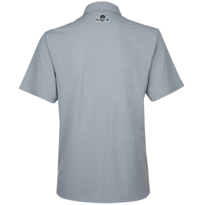 grey golf shirt for men with 3D raised skull design