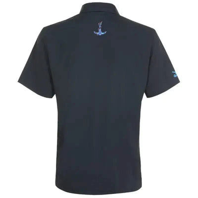 Tattoo Golf The Birdie men's polo in black, shown from the back with a small motif below the collar.