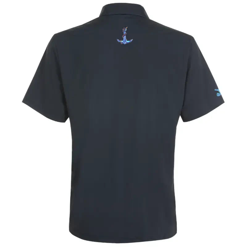 Black birdie polo shirt with a small logo on the chest 