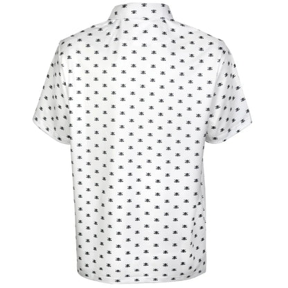 white small skulls golf polo