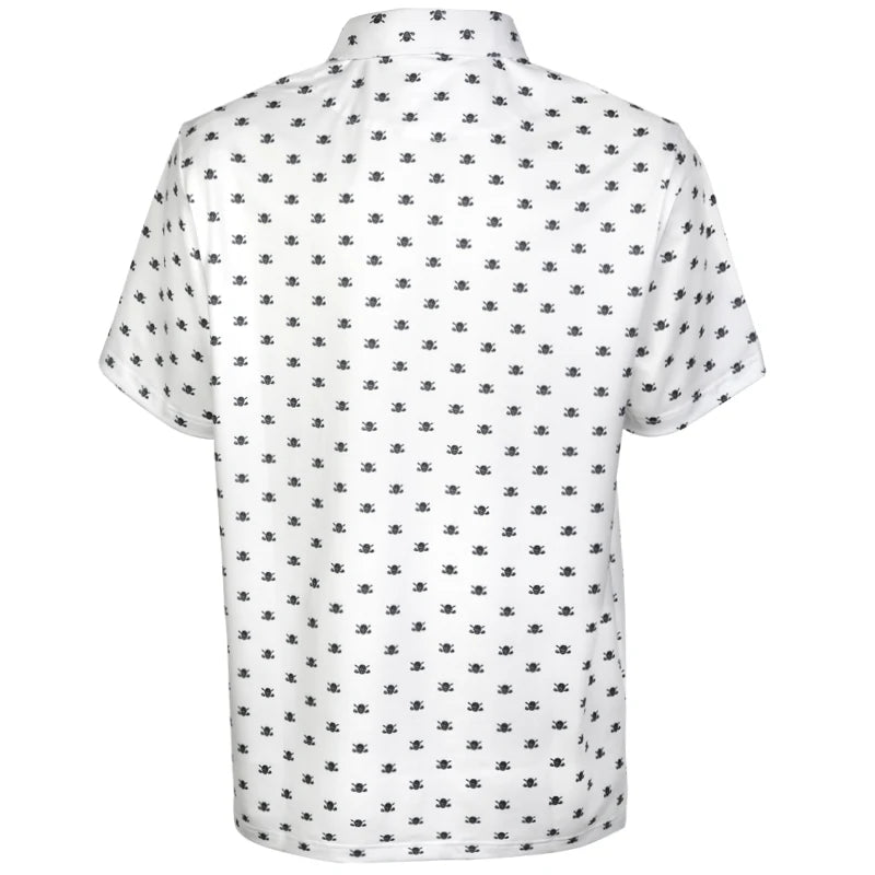 white small skulls golf polo