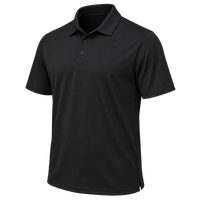 Plain black short-sleeve polo shown against a dark background for comparison.