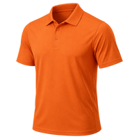 Plain orange short-sleeve polo shown against a dark background for comparison.