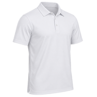 Plain white polo shown for comparison.