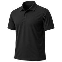 Plain black short-sleeve polo shown against a dark background for comparison.
