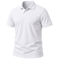 Plain white polo shown against a dark background for comparison.