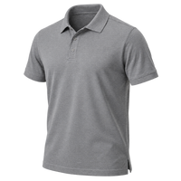 Plain grey short-sleeve polo shown against a dark background for comparison.