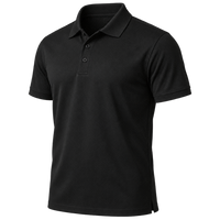 Plain black button-placket polo shown for comparison.