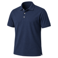 Plain navy polo shown for comparison.