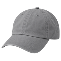 Plain grey curved-brim cap shown for comparison.