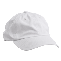 Plain white curved-brim cap shown for comparison.