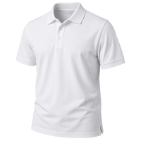 Plain white short-sleeve polo shown against a dark background for comparison.