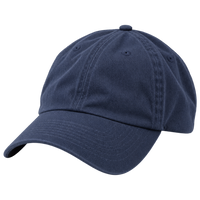 Plain navy curved-brim cap shown for comparison.