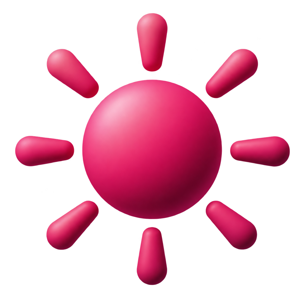 Pink sun icon with rounded rays.