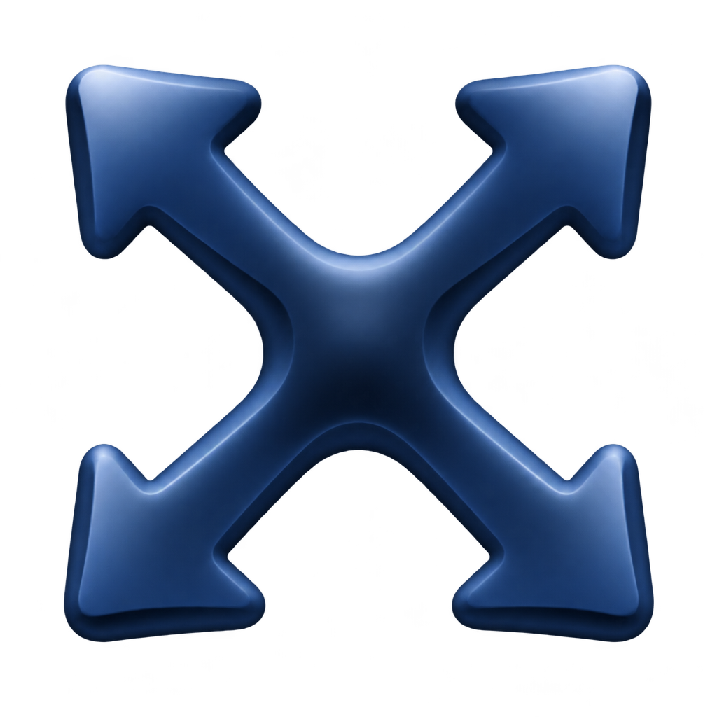 Four navy arrows pointing diagonally outward in an illustration of stretch.