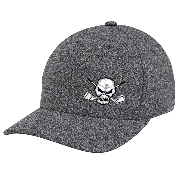 Heather-grey curved-brim cap with a white skull-and-crossed-clubs logo.